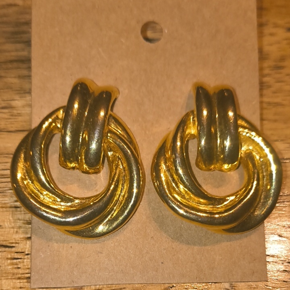Unique Vintage Gold Twisted Hoop Earrings